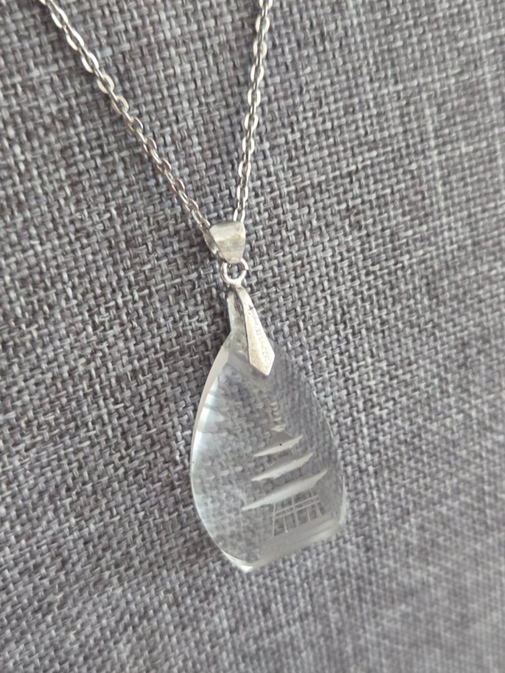 Japanese Pagoda Crystal Pendant & Silver Chain